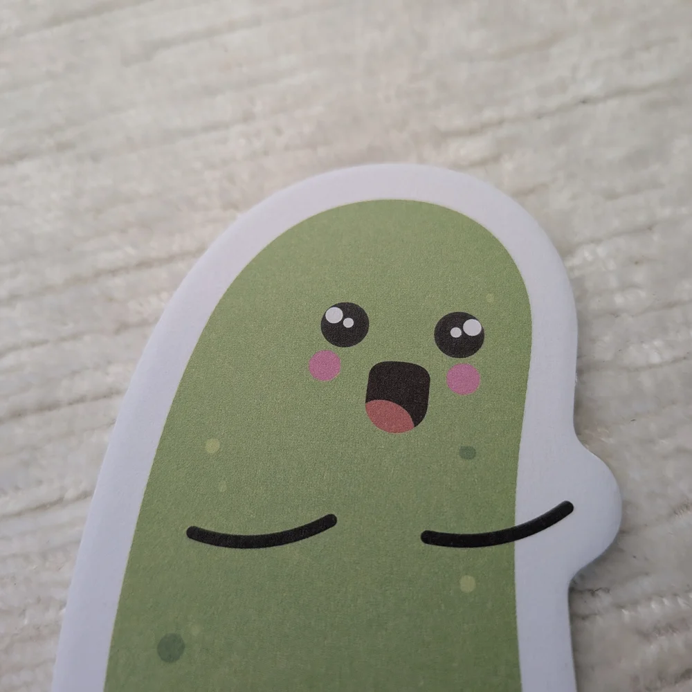 Pickle-Themed Pen Sets Qty 6, Bookmark, Pen, And  Stick Note Pad. 6 Designs